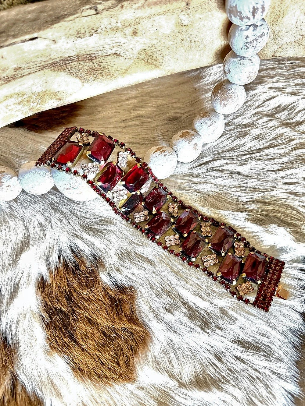 1969’s Red & Light Pink Statement Bracelet